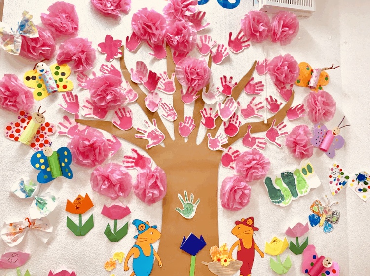 立川 3月 4月みんなのさくひん 桜の木 ハビーブログ 発達障害のお子さまのための発達支援は幼児教室ハビー
